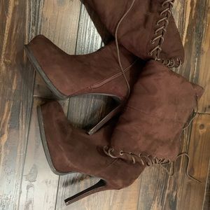 Brown over the knee boots 👢